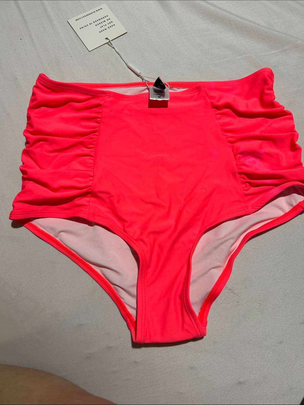 High-Waist Neon Pink Bikini Bottoms